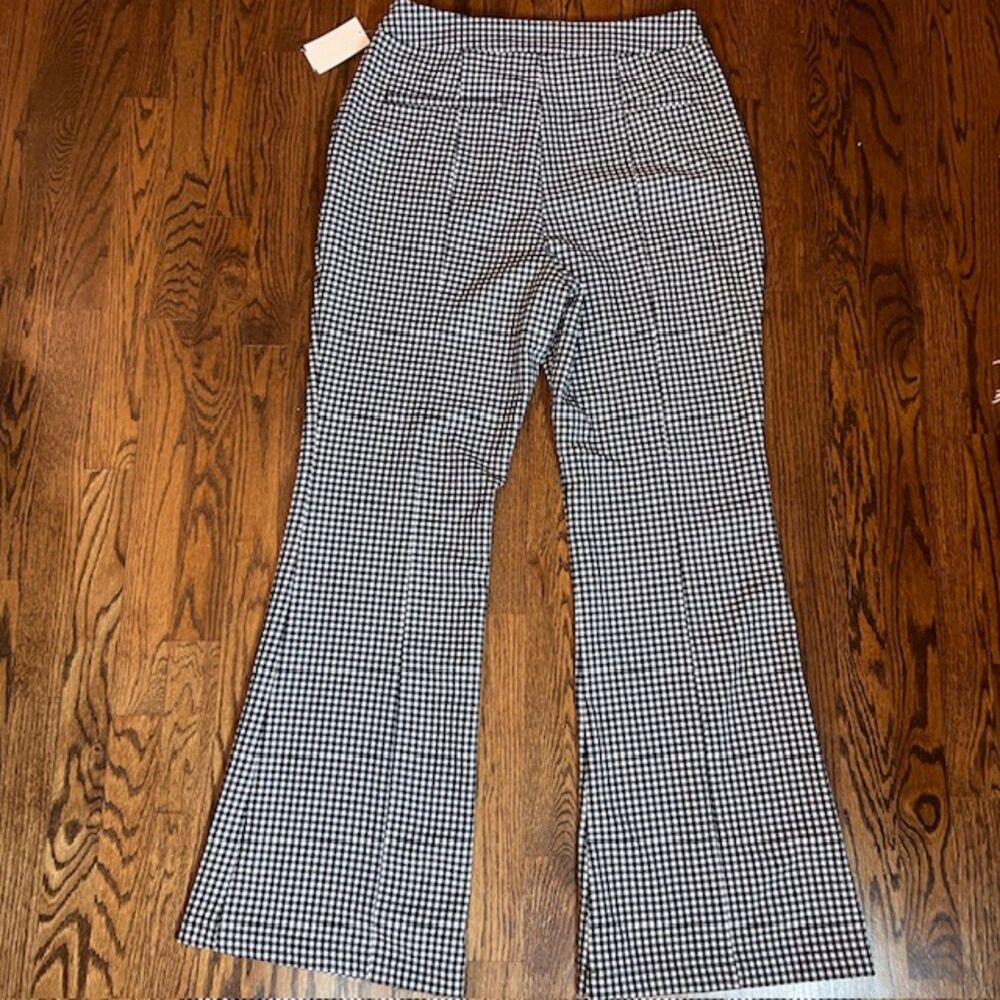 Avec Les Filles Gingham High Waist Flare Pants Black White Size 12 - Picture 3 of 8